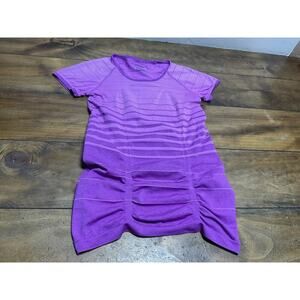 Athleta Fastest Track Stretch Tee Shirt Womens S Purple Short Sleeve Activewear